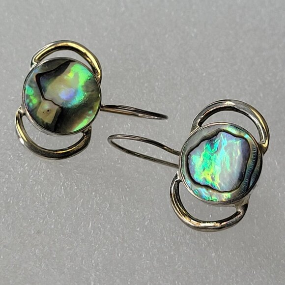 Abalone Earrings with Silver - Picture 3 of 16